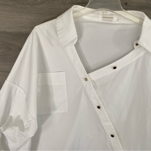 Zimmermann White Cotton Asymmetrical Shirt - Picture 4 of 10